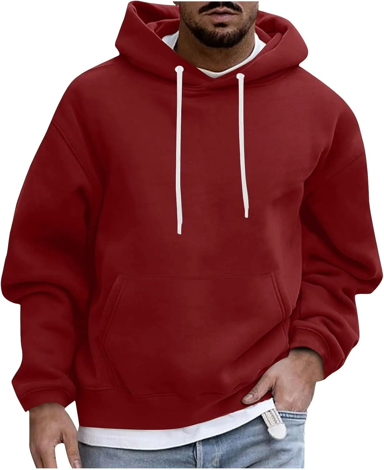 Muscularfit Mens Big and Tall Graphic Hoodies Causal Solid Drawstring Sports Pullover Hooded Long Sleeve Workout Sweatshirts