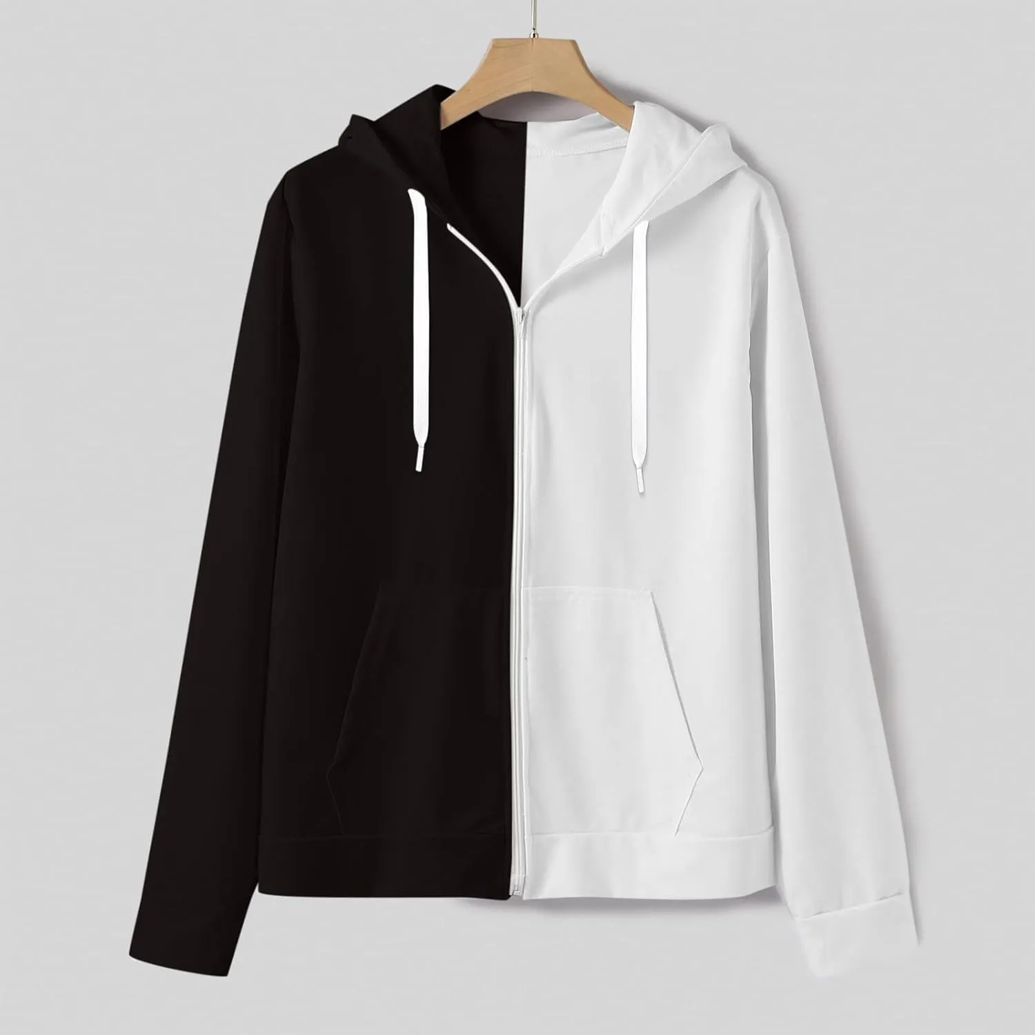 Muscularfit Oversized Sweatshirts for Men Loose Fit Long Sleeve Color Block Drawstring Pullover Hoodies Crewneck Causal Shirt