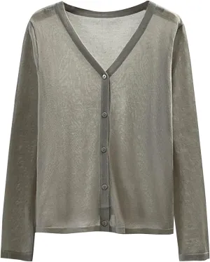 Oplxuo Womens Cardigan Sweaters Lightweight Basic Solid Long Sleeve Button Down Cardigans Knit Cover Ups Shrugs Fall Outwear