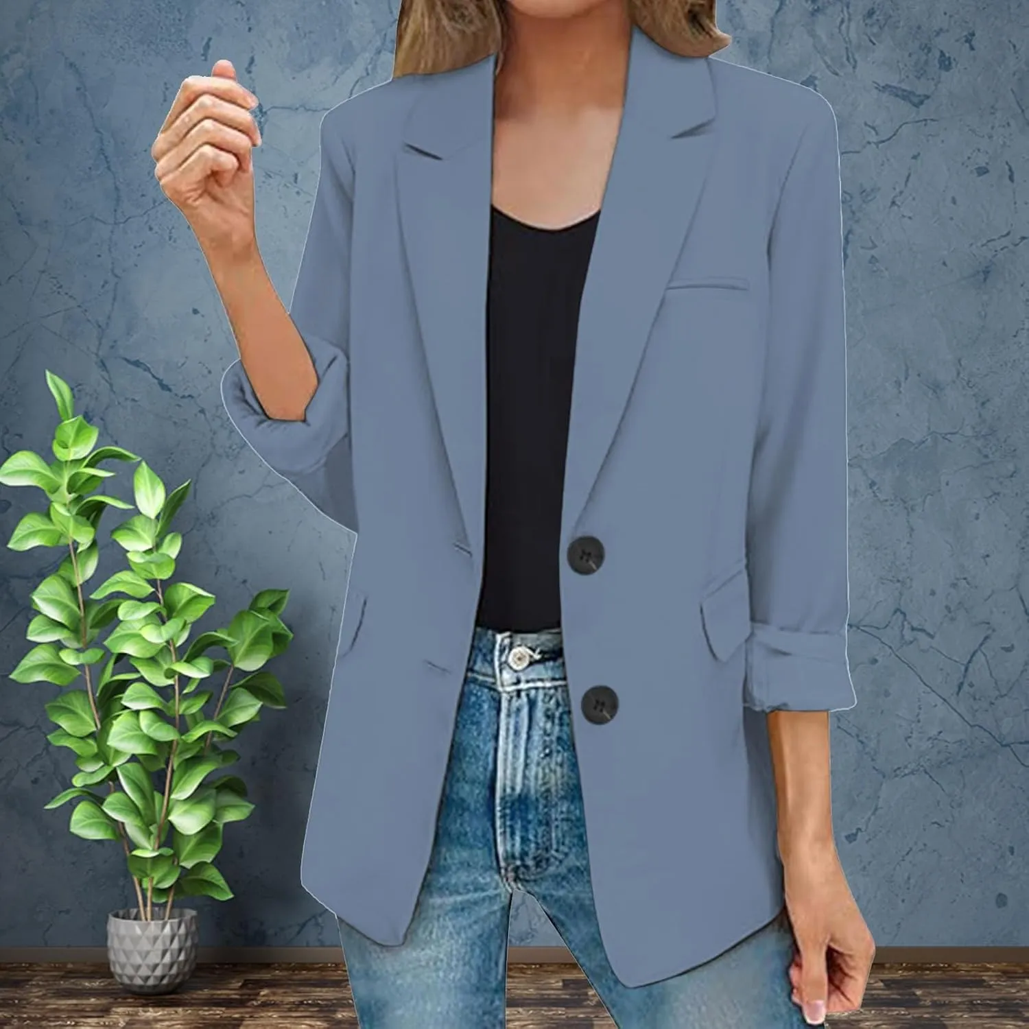 Oversized Blazers for Women 2025 Fashion Business Work Casual Suit Jacket Long Sleeve Open Front Buttons Lapel Coat