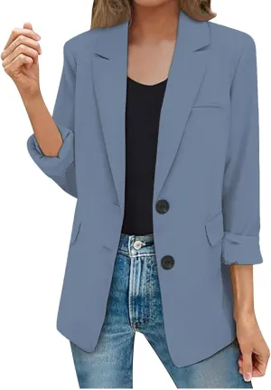 Oversized Blazers for Women 2025 Fashion Business Work Casual Suit Jacket Long Sleeve Open Front Buttons Lapel Coat