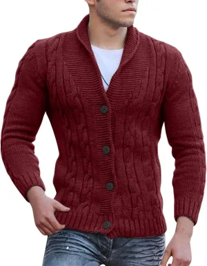Oversized Cardigan Sweaters for Men Button Down Long Sleeve Knitted Slim Fit Sweaters Fall Soft Active Sportswear