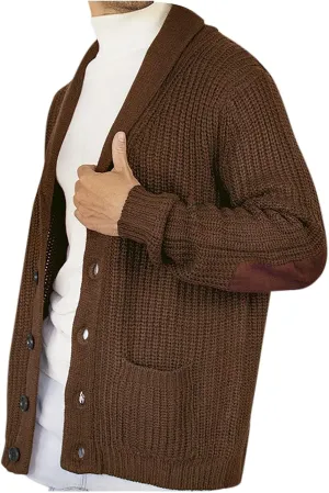 Oversized Cardigan Sweaters for Men Cable Knit Button Down Knitted Sweater Solid Slim Fit Winter Outwear with Pockets