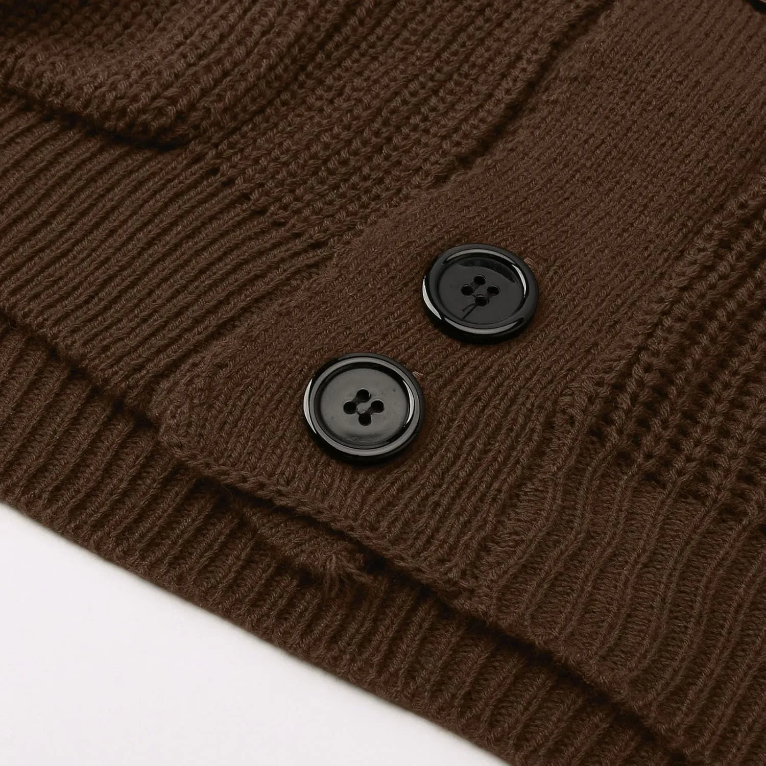Oversized Cardigan Sweaters for Men Cable Knit Button Down Knitted Sweater Solid Slim Fit Winter Outwear with Pockets