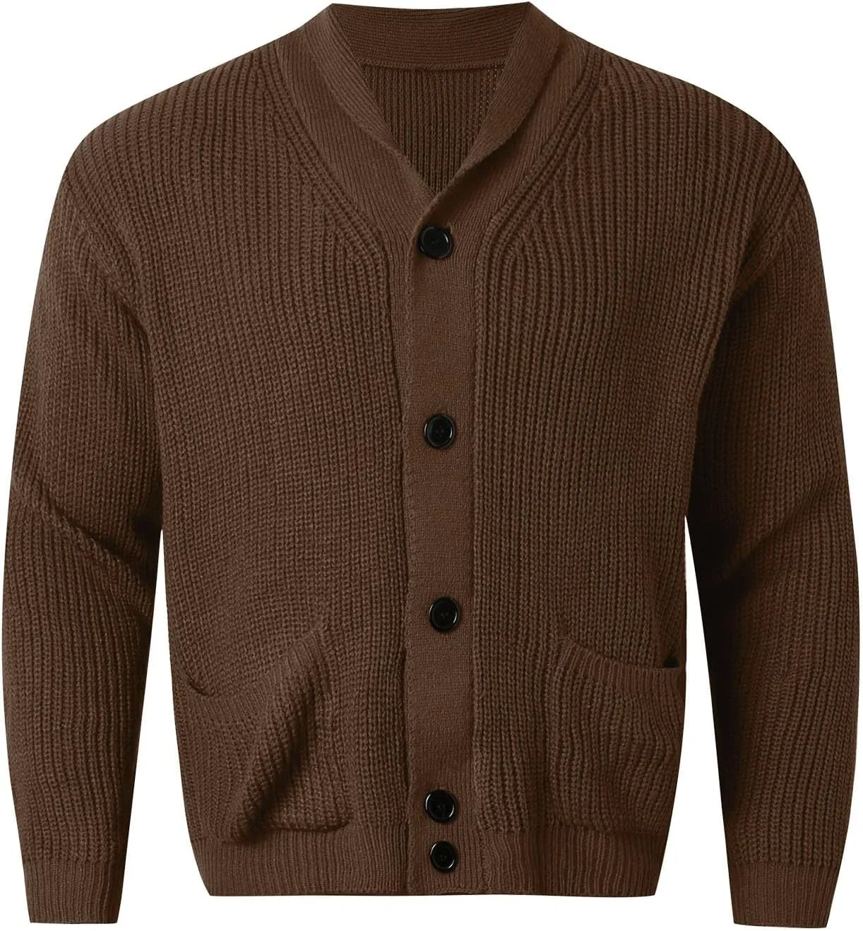 Oversized Cardigan Sweaters for Men Cable Knit Button Down Knitted Sweater Solid Slim Fit Winter Outwear with Pockets