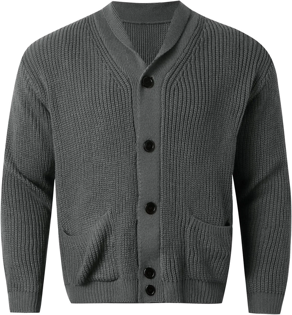 Oversized Cardigan Sweaters for Men Cable Knit Button Down Knitted Sweater Solid Slim Fit Winter Outwear with Pockets