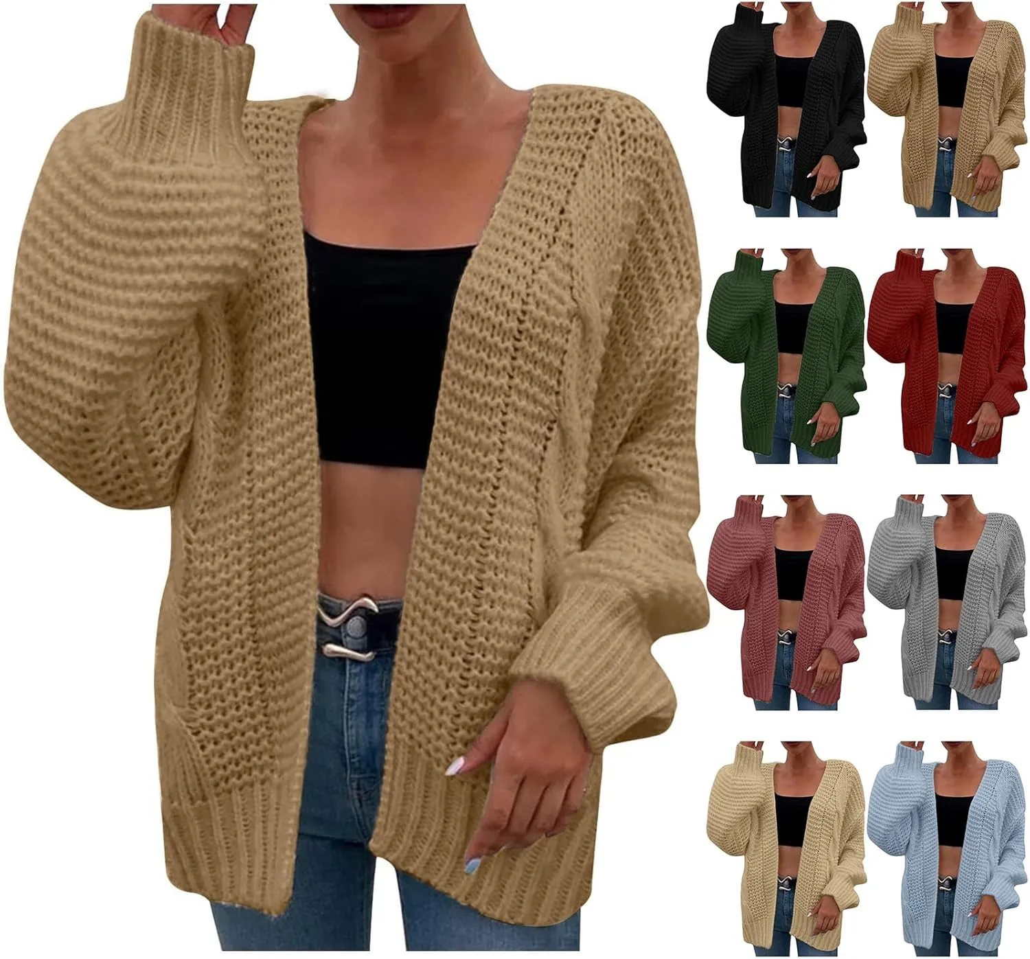Oversized Chunky Cardigans for Women Trendy Cable Knit Open Fornt Sweaters Casual Loose Long Sleeve Cardigan Sweaters