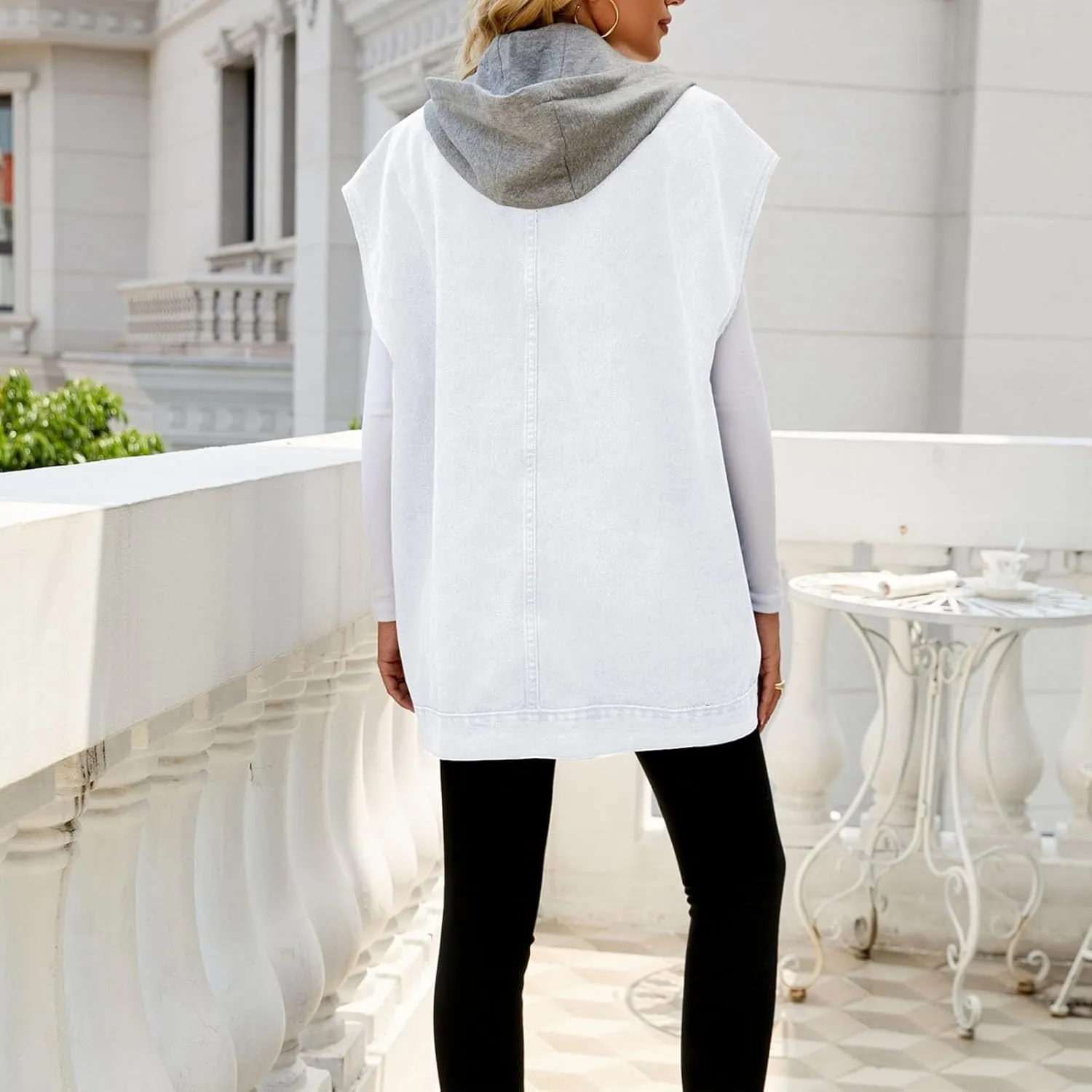 Oversized Denim Vest For Women Jackets Trendy Jeans Classic Sleeveless Distressed Vest Oversized Boyfriend Outerwear