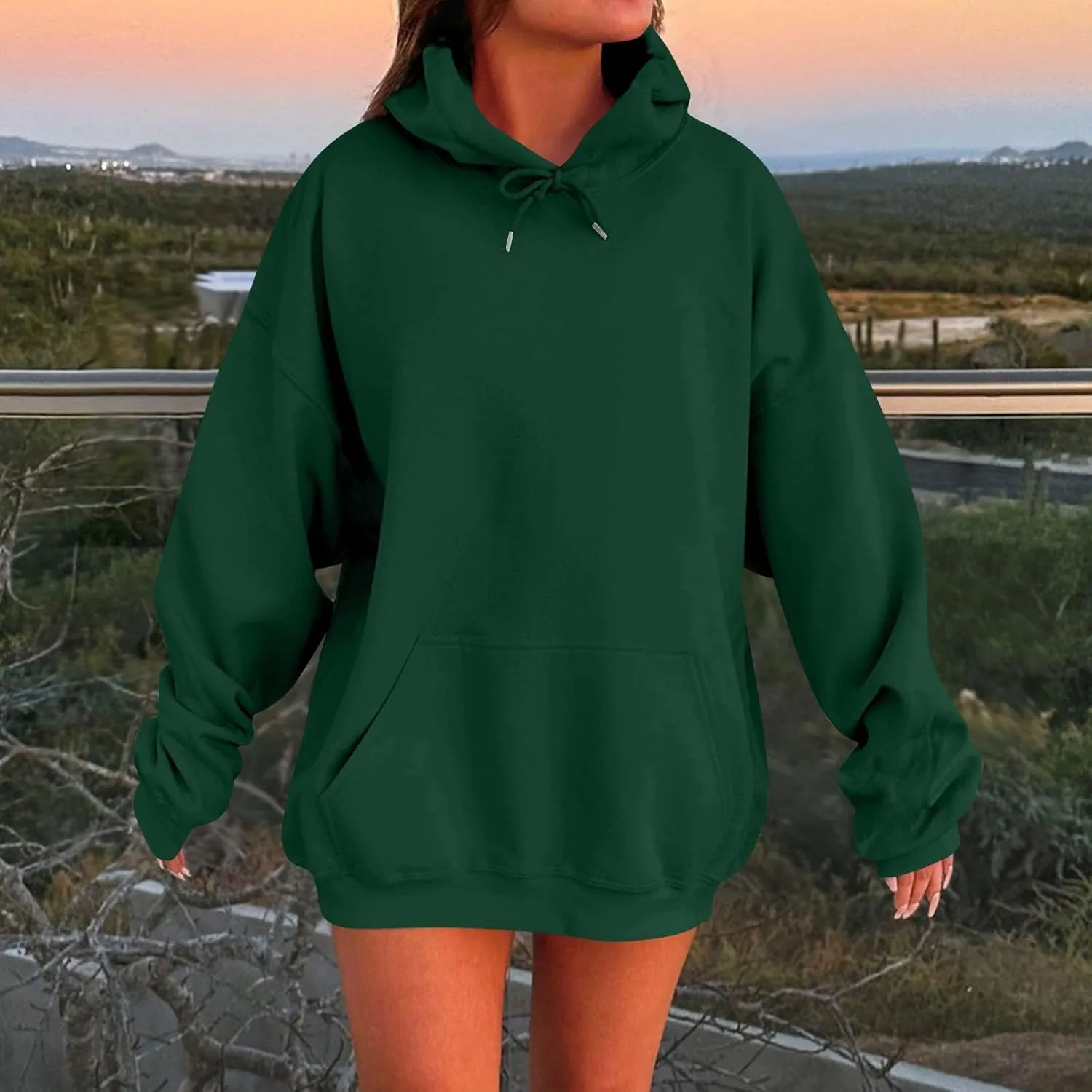 Oversized Hoodies for Women Y2k Drawstring Long Sleeve Fleece Pullover Sweatshirts Fall Outfits Clothes with Pockets