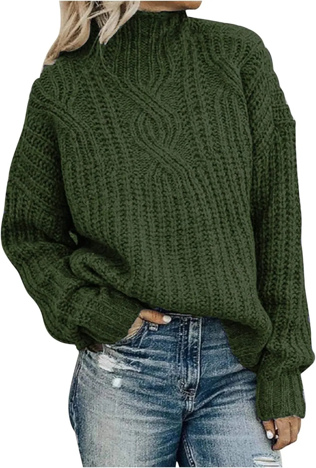 Oversized Sweater for Women Chic Turtleneck Knitted Sweater Slouchy Soft Long Sleeve Jumper Tops 2023 Fall Sweaters