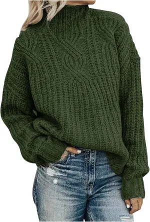 Oversized Sweater for Women Chic Turtleneck Knitted Sweater Slouchy Soft Long Sleeve Jumper Tops 2023 Fall Sweaters