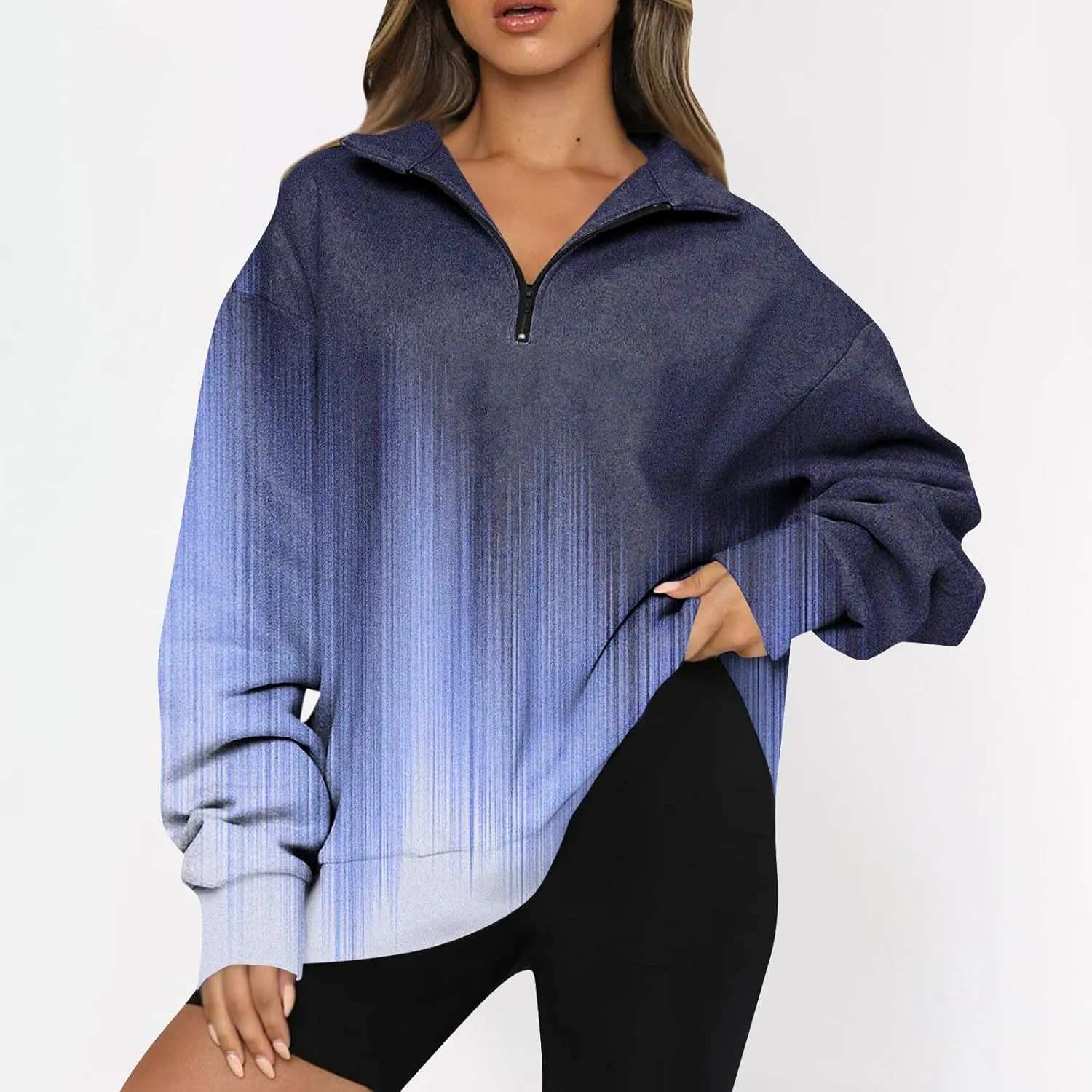 Oversized Sweatshirt For Wome 2023 Quarter Zip Pullover Long Sleeve Sweatshirt Hoodie Sweater Y2K Clothes