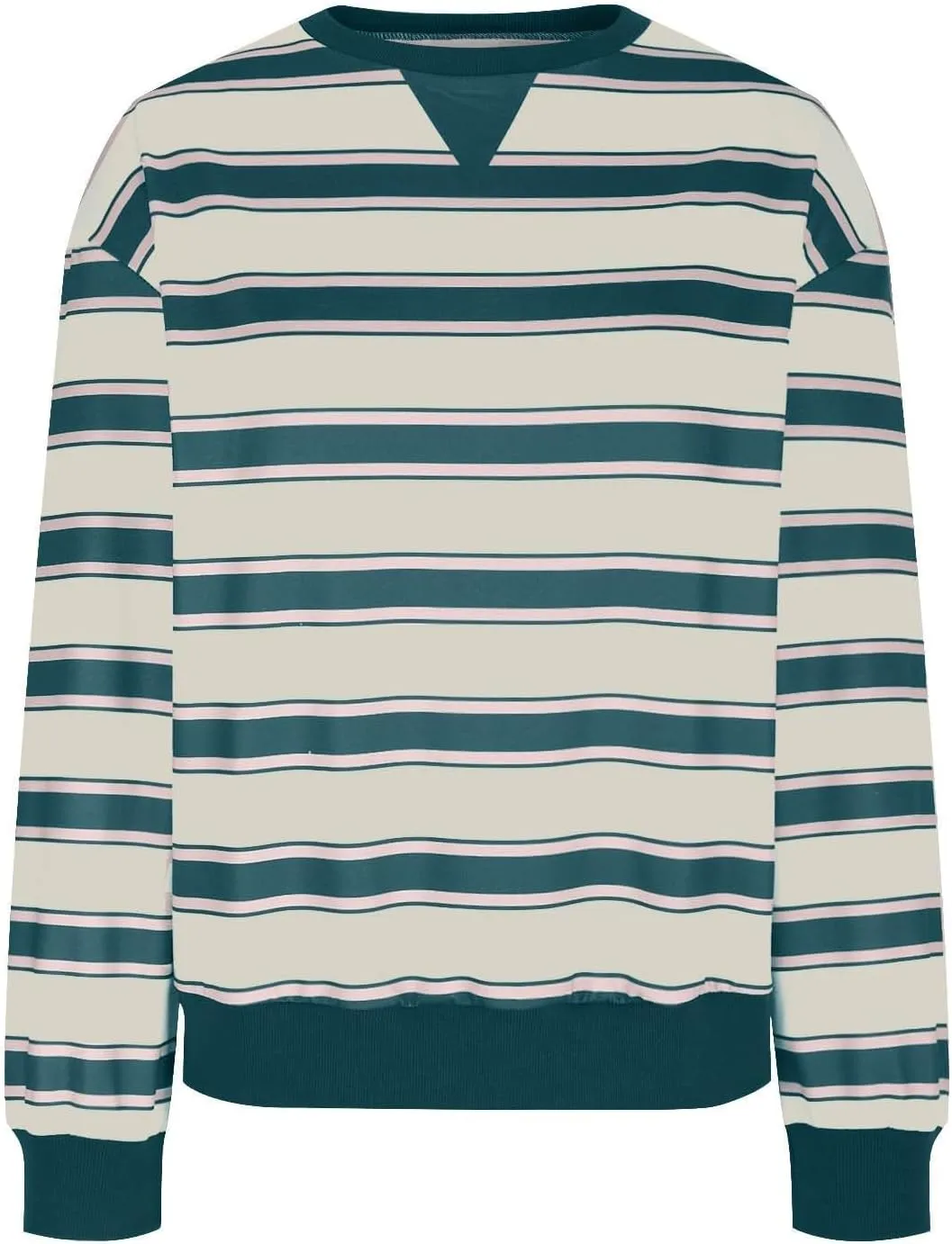 Oversized Sweatshirt for Women Striped Print Lightweight Crewneck Long Sleeve Pullover Tops Fall Workout Loose Hoodie