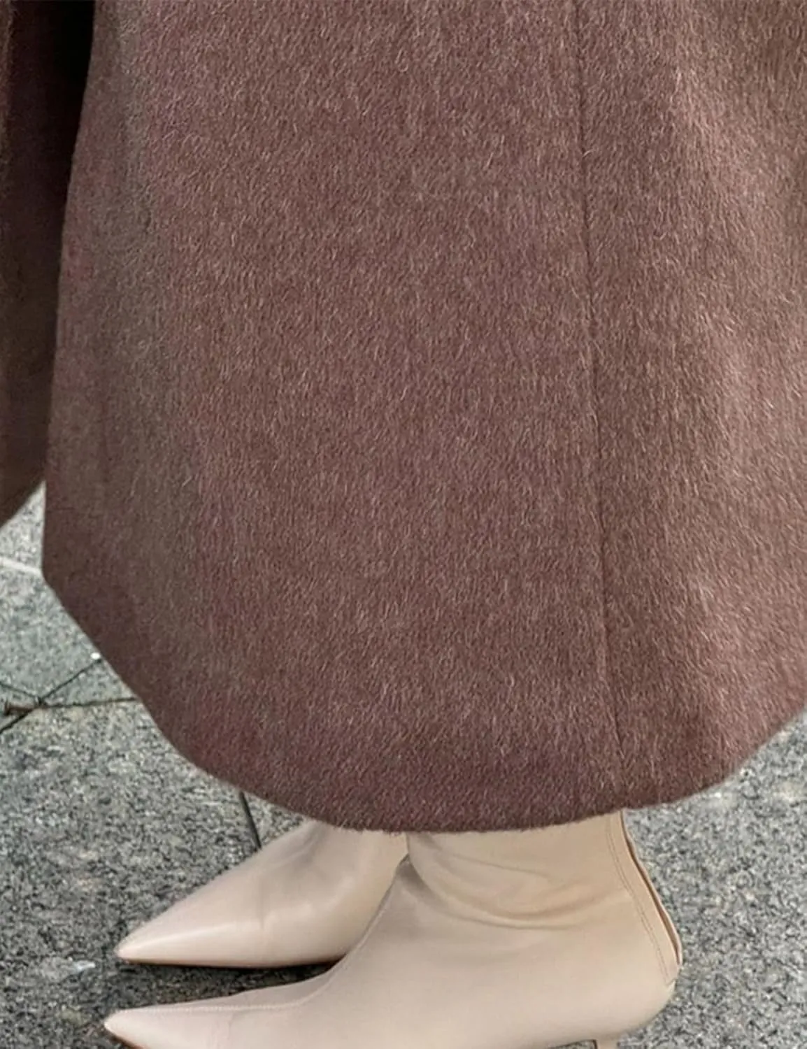 Perbai Women's Elegant Wool Blend Scarf Jacket Notched Lapel Double Breasted Long Trench Coats Overcoat