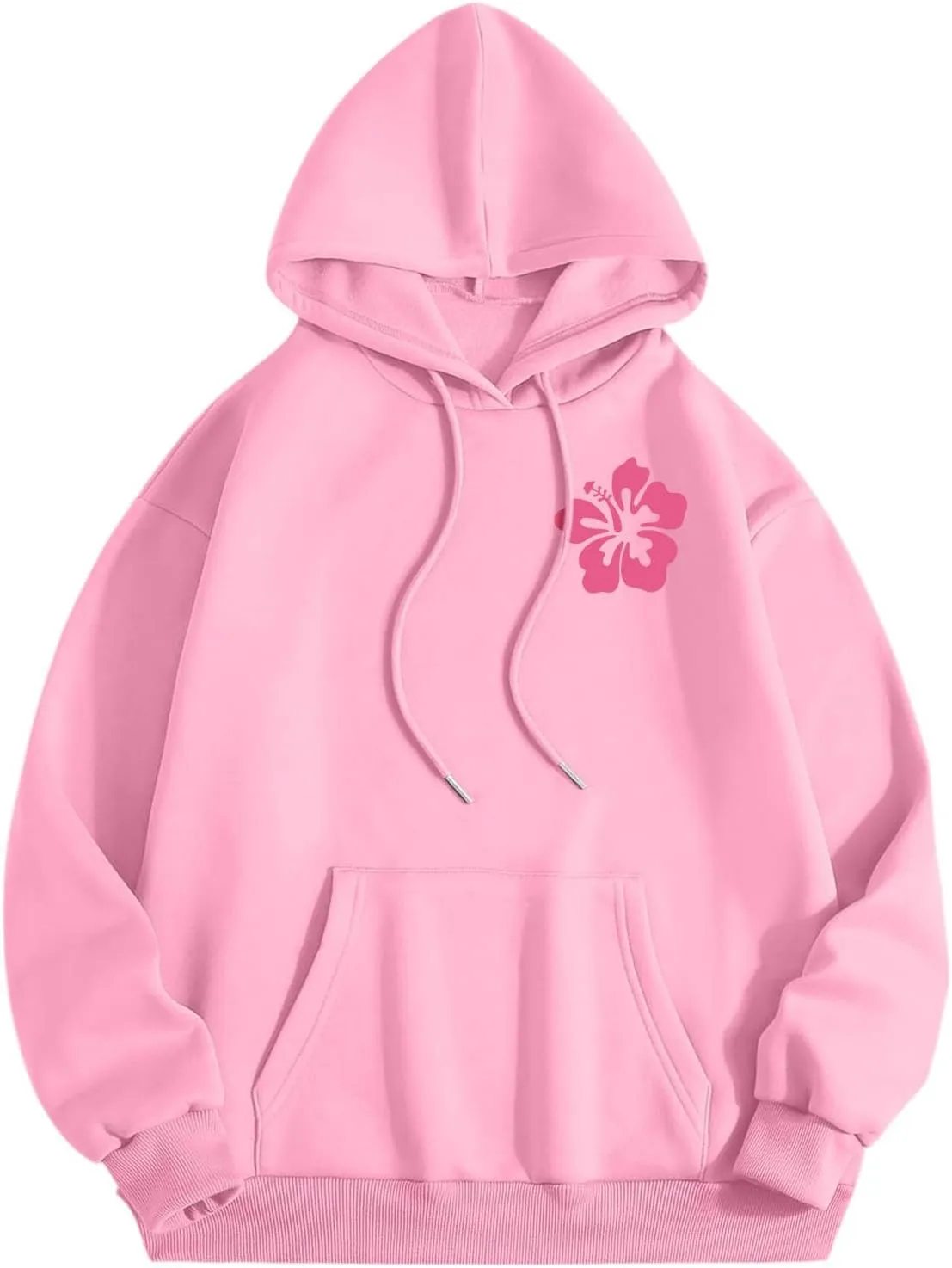 Pink Graphic Hoodies for Women Teen Girls Oversized Cute Preppy Sweatshirts Casual Long Sleeve Pullover Tops with Pockets
