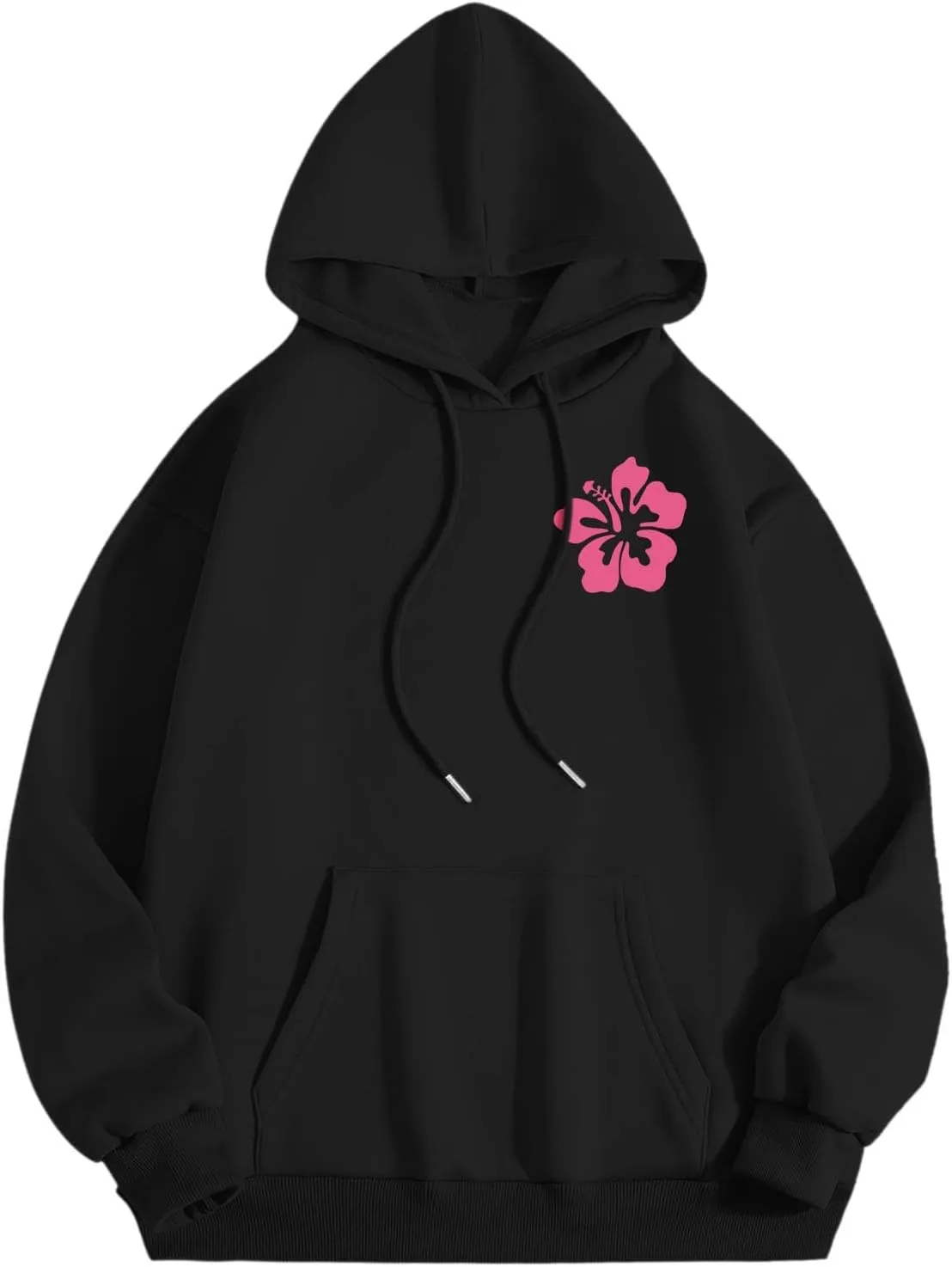 Pink Graphic Hoodies for Women Teen Girls Oversized Cute Preppy Sweatshirts Casual Long Sleeve Pullover Tops with Pockets
