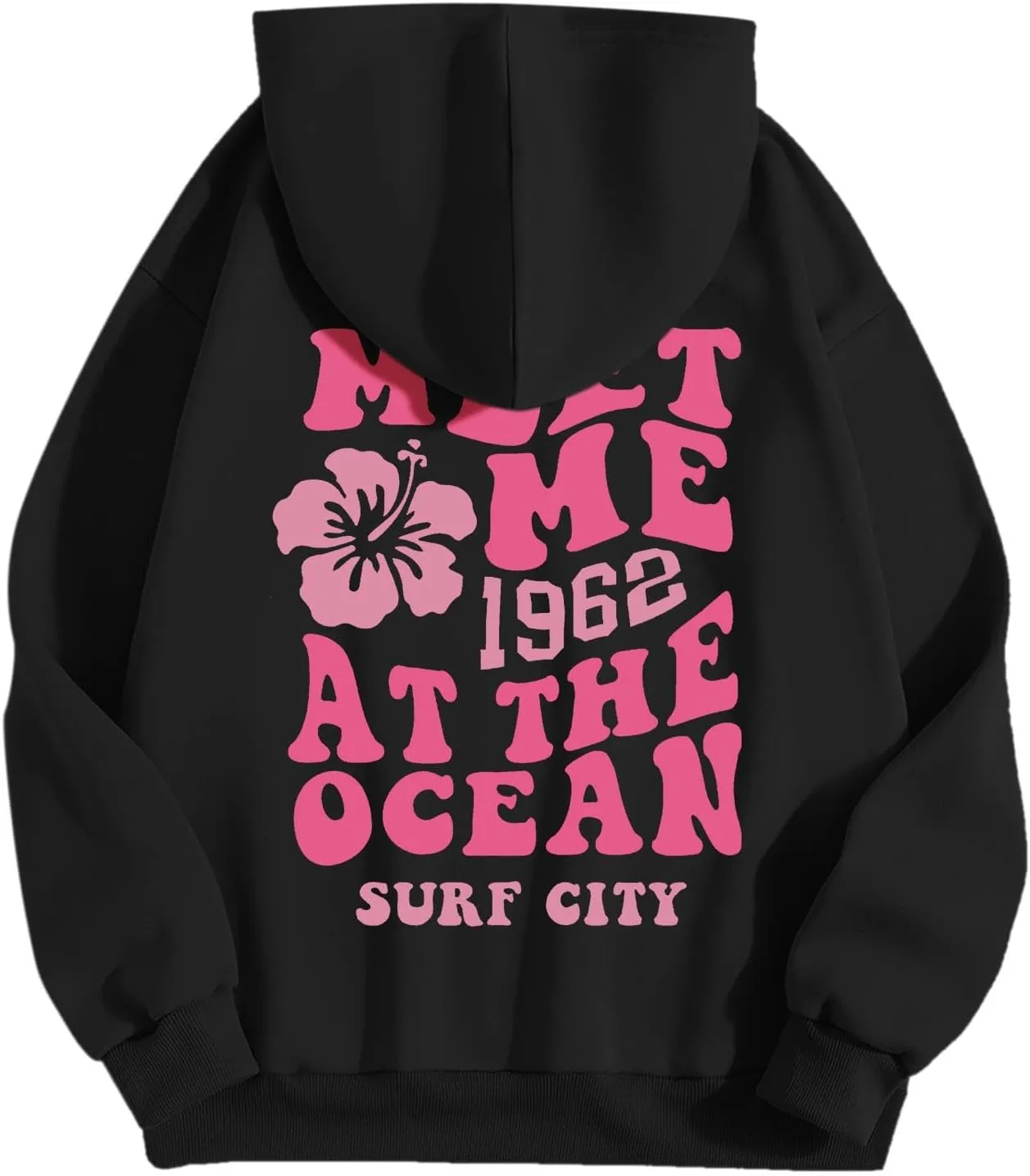 Pink Graphic Hoodies for Women Teen Girls Oversized Cute Preppy Sweatshirts Casual Long Sleeve Pullover Tops with Pockets
