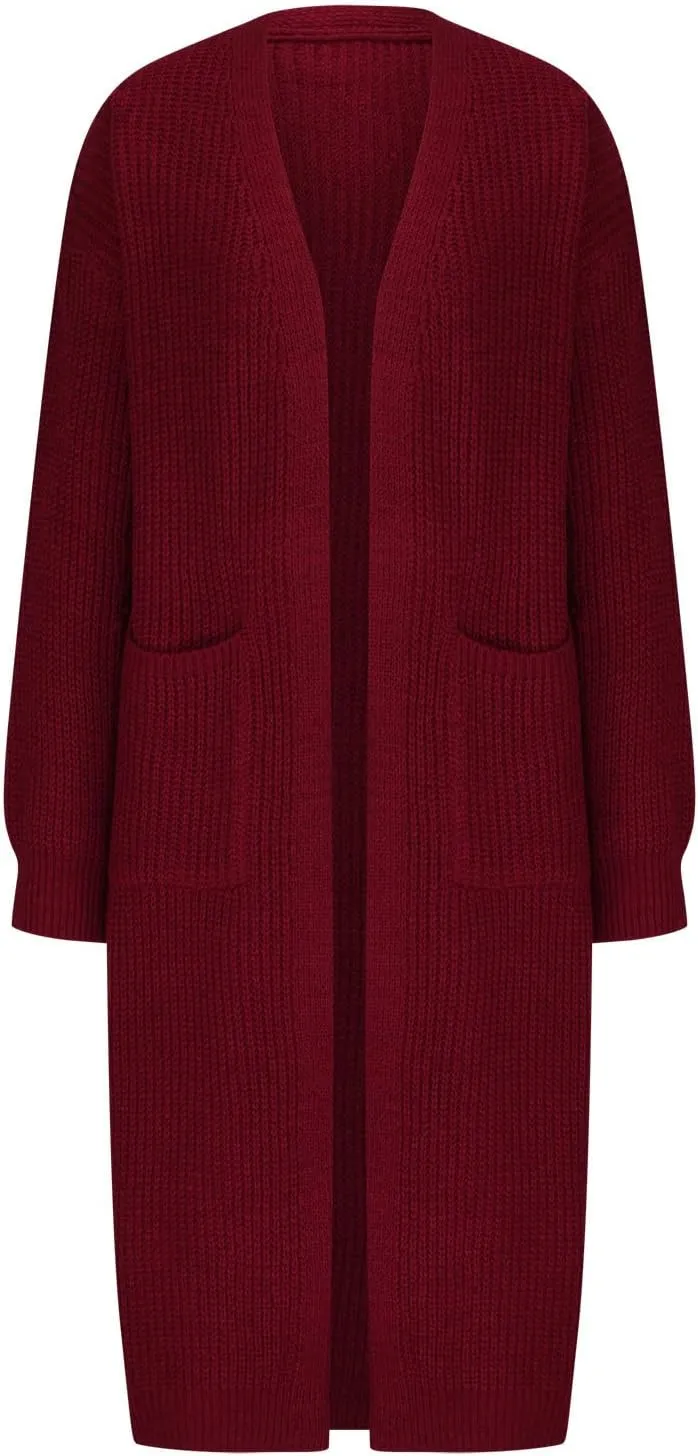 Plus Size Cardigan for Women Knit Lightweight Open Front Chunky Sweater Casual Long Sleeve Jacket Coat with Pockets