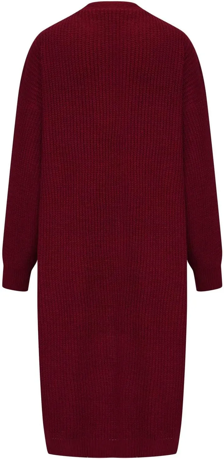 Plus Size Cardigan for Women Knit Lightweight Open Front Chunky Sweater Casual Long Sleeve Jacket Coat with Pockets