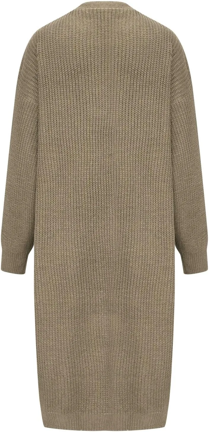 Plus Size Cardigan for Women Knit Lightweight Open Front Chunky Sweater Casual Long Sleeve Jacket Coat with Pockets