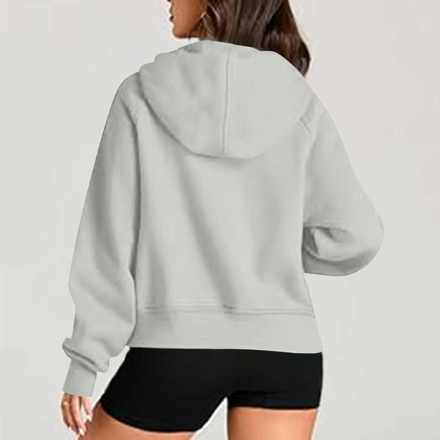 Quarter Zip Up Hoodies for Women Long Sleeve Cropped Sweatshirts Fleece Jackets Half Zip Pullover Fall Outfits 2024
