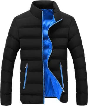 Quilted Coats for Men Plus Size Puffer Jackets Warm Padded Down Coat Zipper Winter Outerwear with Pockets Ski Coats