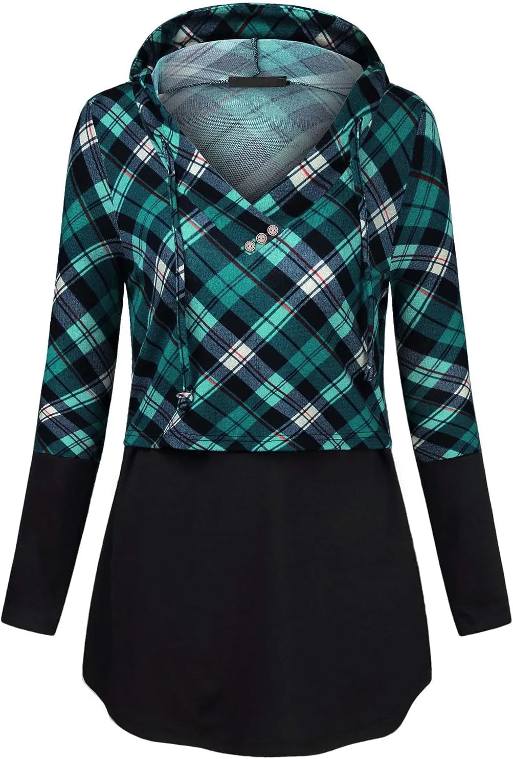 Quinee Women's Long Sleeve Plaid Colorblock Nursing Pullover Hoodie Sweatshirts