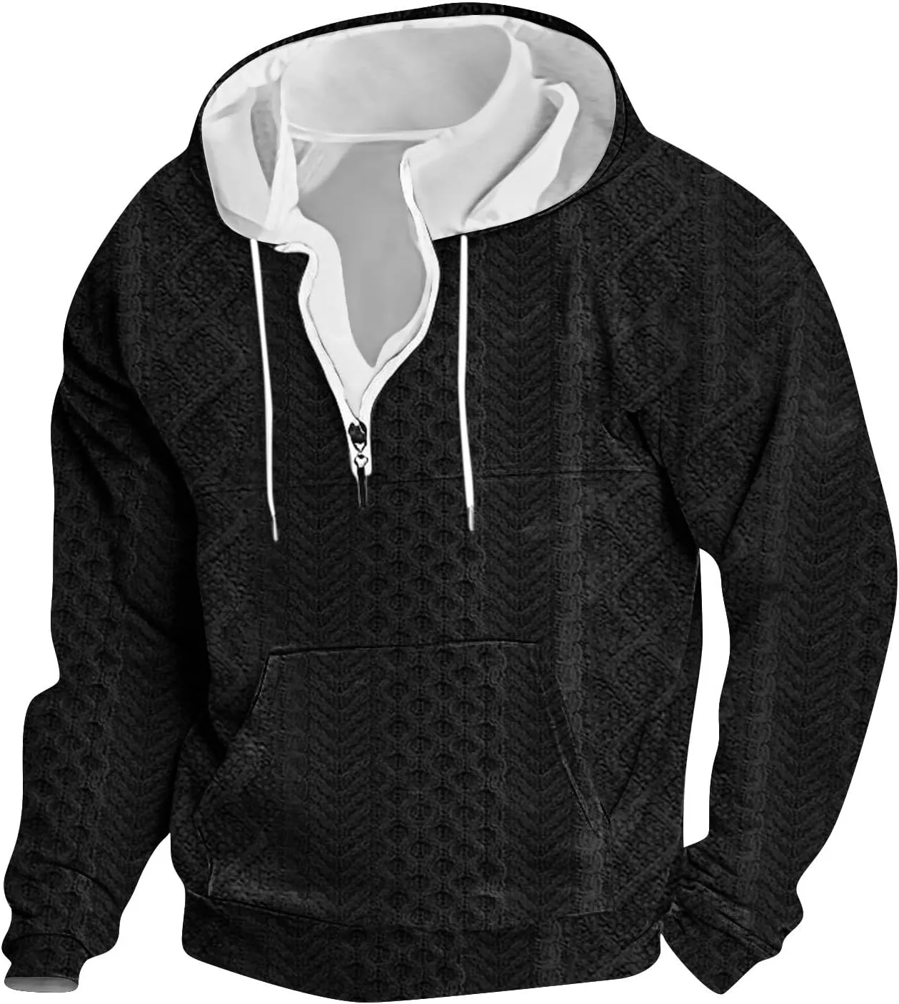 RTTUIOP Men'S Fashion Hoodies & Sweatshirts Knit Work Sweatshirt Quarter Zip Pullover Long Sleeve Sweater Hoodie With Pockets