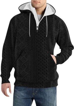 RTTUIOP Men'S Fashion Hoodies & Sweatshirts Knit Work Sweatshirt Quarter Zip Pullover Long Sleeve Sweater Hoodie With Pockets