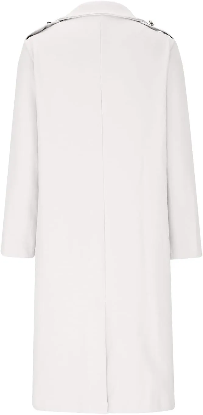 SACFOF Women's Wool Blend Pea Coats,Double Breasted Midi Wool Blend Overcoat Lapel Collar Blazer Warm Winter Jackets