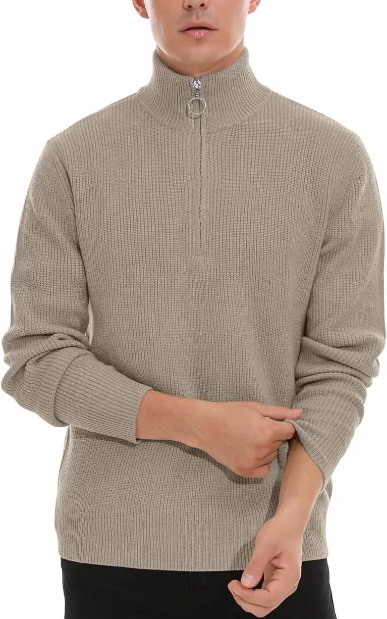 Sailwind Men's Soft Sweaters Quarter Zip Pullover Classic Ribbed Turtleneck Sweater