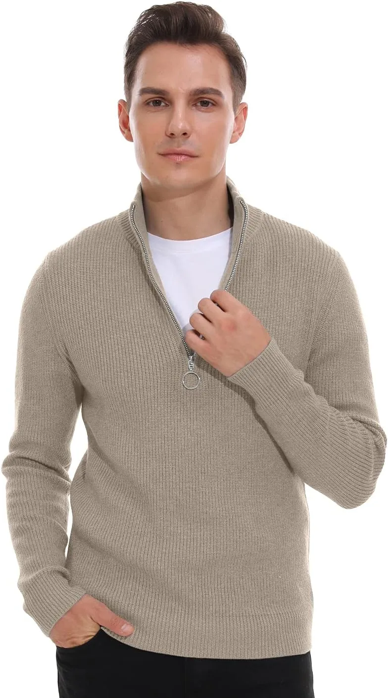 Sailwind Men's Soft Sweaters Quarter Zip Pullover Classic Ribbed Turtleneck Sweater