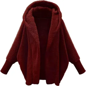 SHAOBGE Athletic Jacket Women Womens Winter Long Sleeve Solid Fuzzy Fleece Open Front Hooded Cardigans Juniors Long