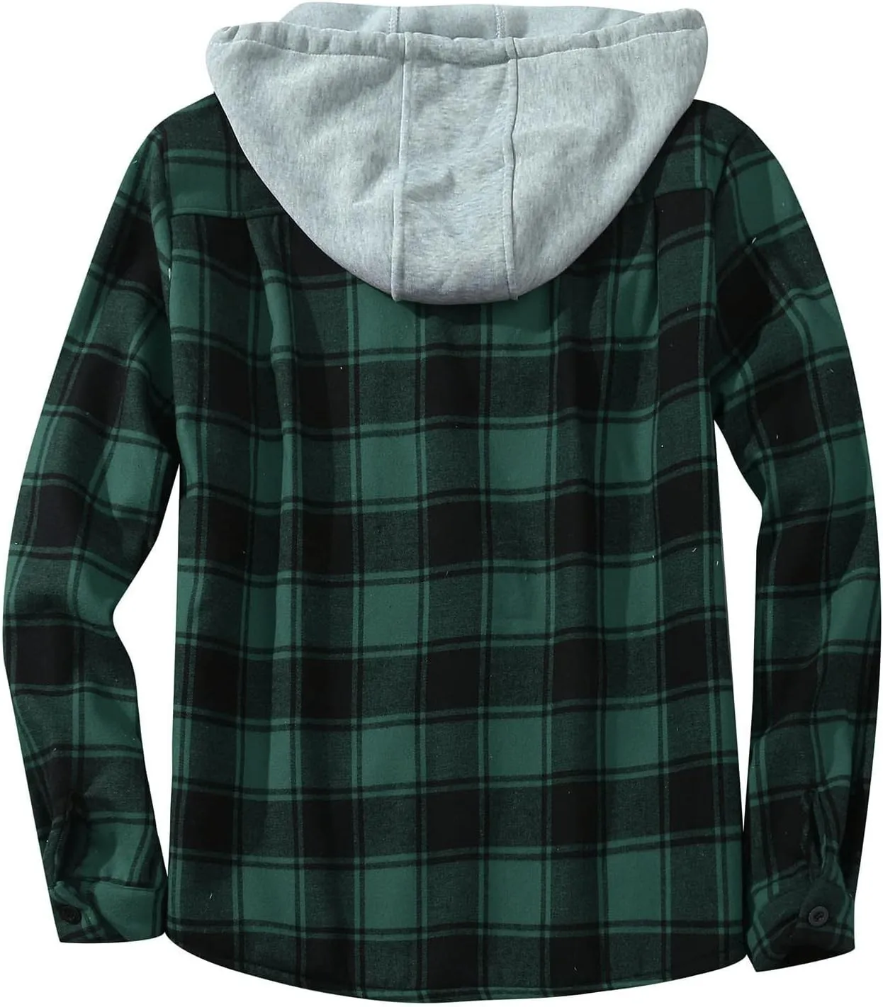 Sherpa Lined Hooded Flannel Jackets for Men Plaid Button Down Sweatshirts Drawstring Hoodie Jackets Winter Warm Coat