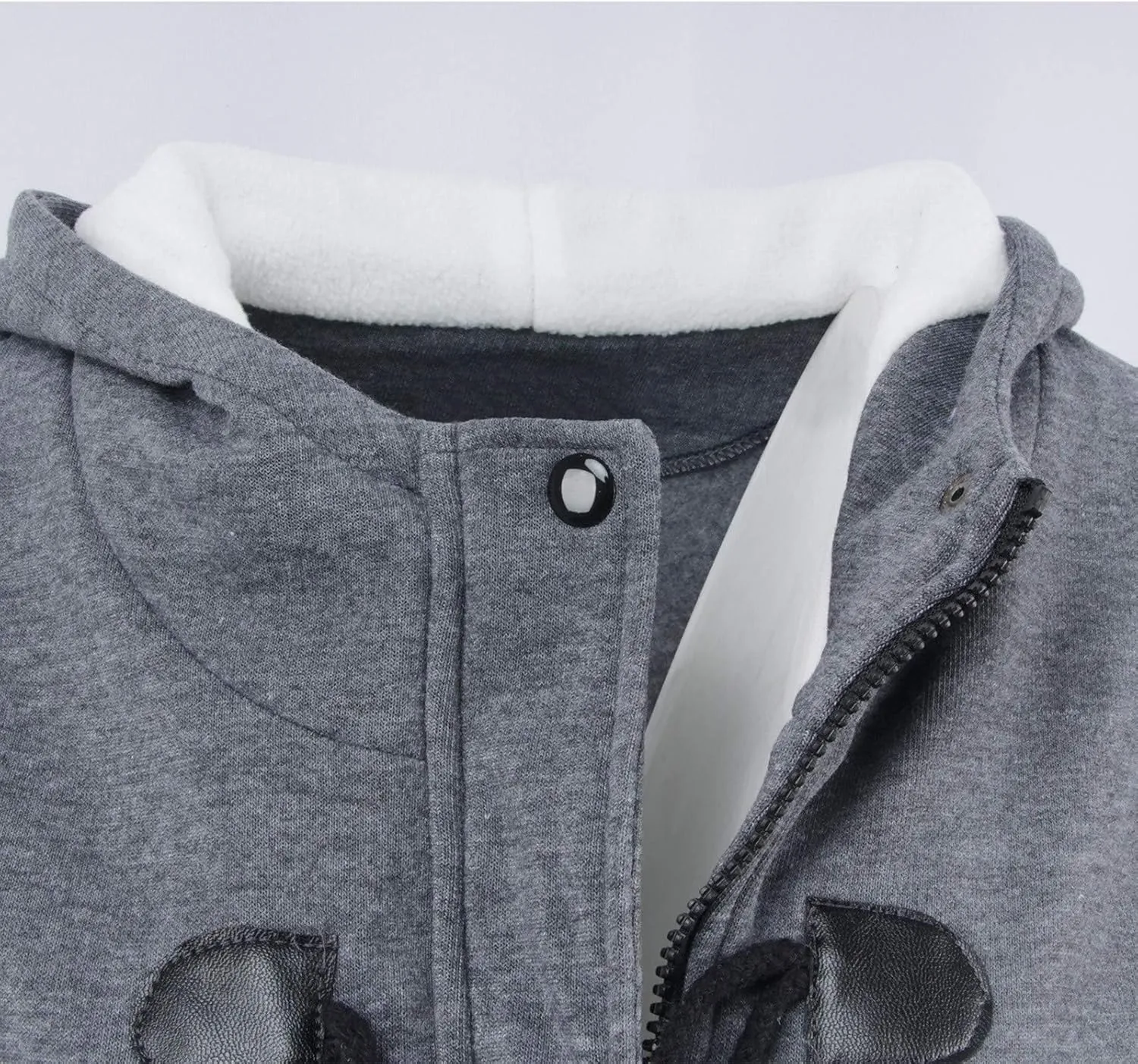 Sherpa Lined Hooded Jacket Women Winter Thicken Horn Button Long Sleeve Coats Casual Loose Wool Blend Pea Coat