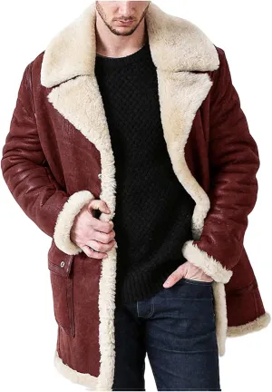 Sherpa Lined Jacket Men Suede Shearling Coat Faux Fur Leather Coats Sheepskin Thick Winter Coat Fur Collar Jacket