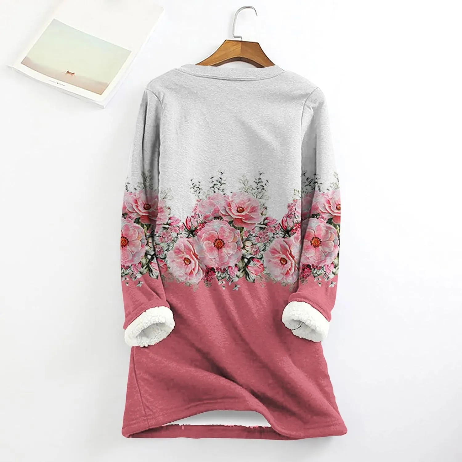 Sherpa Lined Sweatshirt Women Fleece Crewneck Shirts Long Sleeve Graphic Pullover Sweater Fall Thermal Thick Top