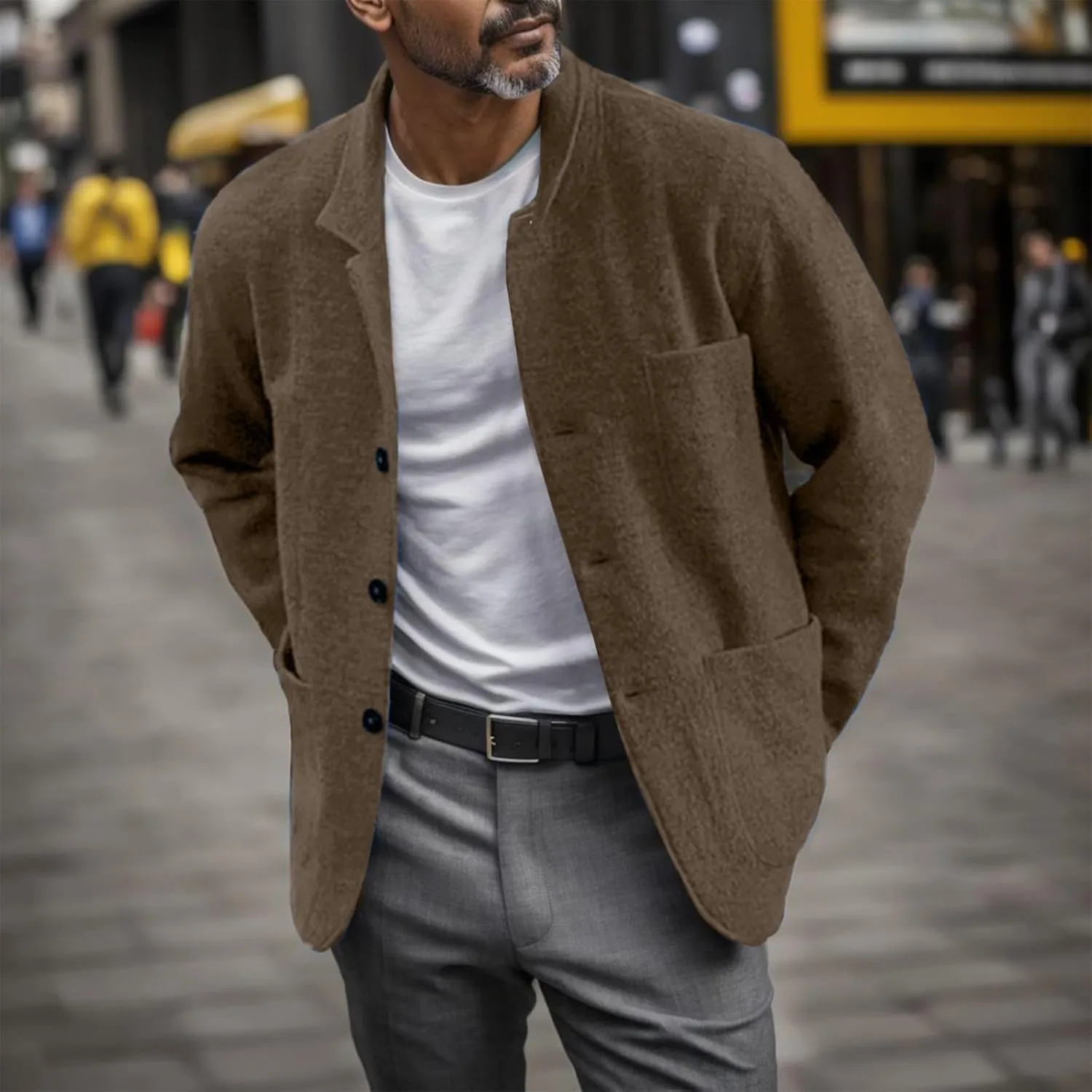 Shirt Jacket For Men Button Down Winter Casual Shirts Solid Long Sleeve Cardigan With Pockets