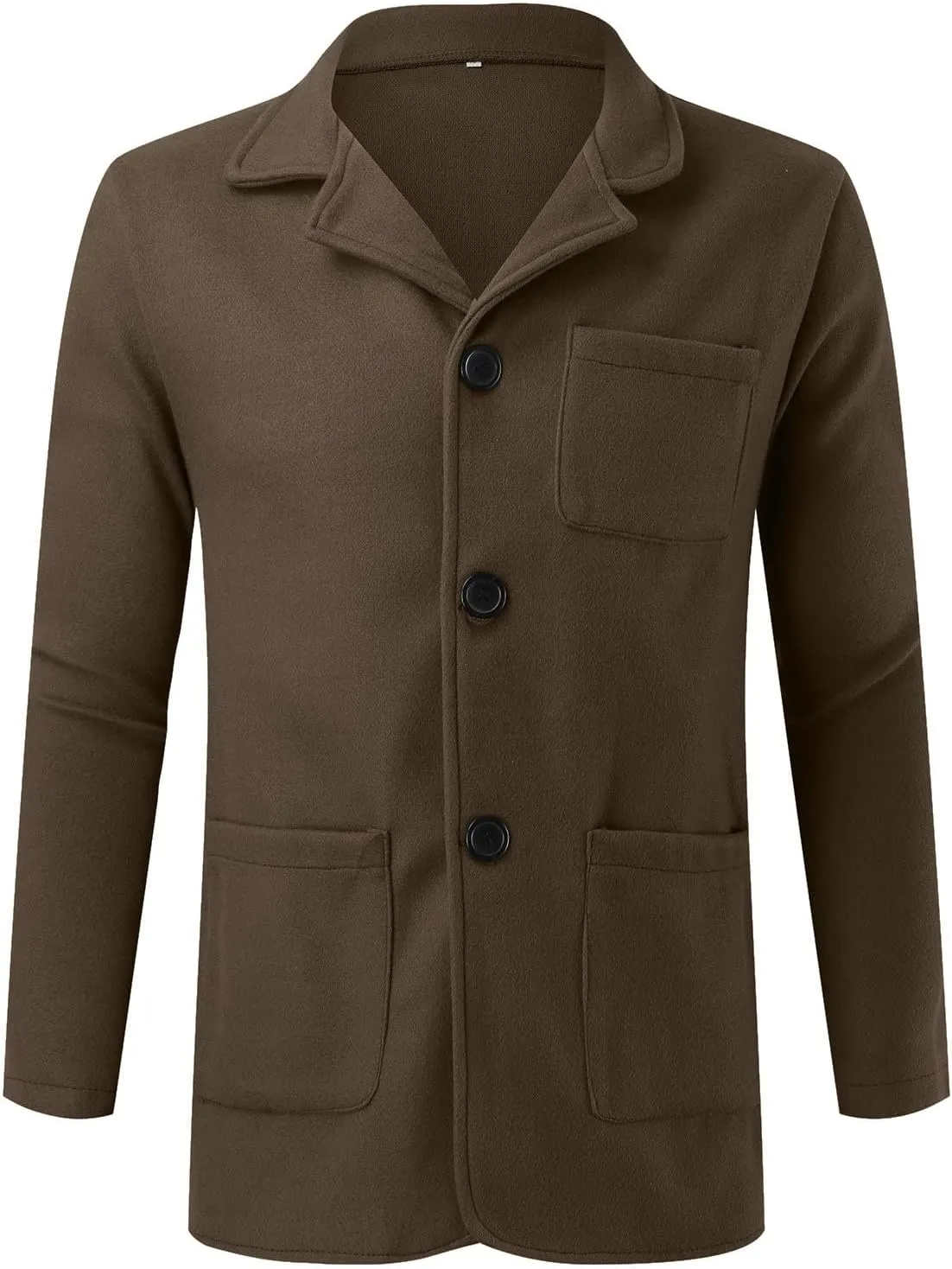Shirt Jacket For Men Button Down Winter Casual Shirts Solid Long Sleeve Cardigan With Pockets