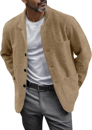 Shirt Jacket For Men Button Down Winter Casual Shirts Solid Long Sleeve Cardigan With Pockets
