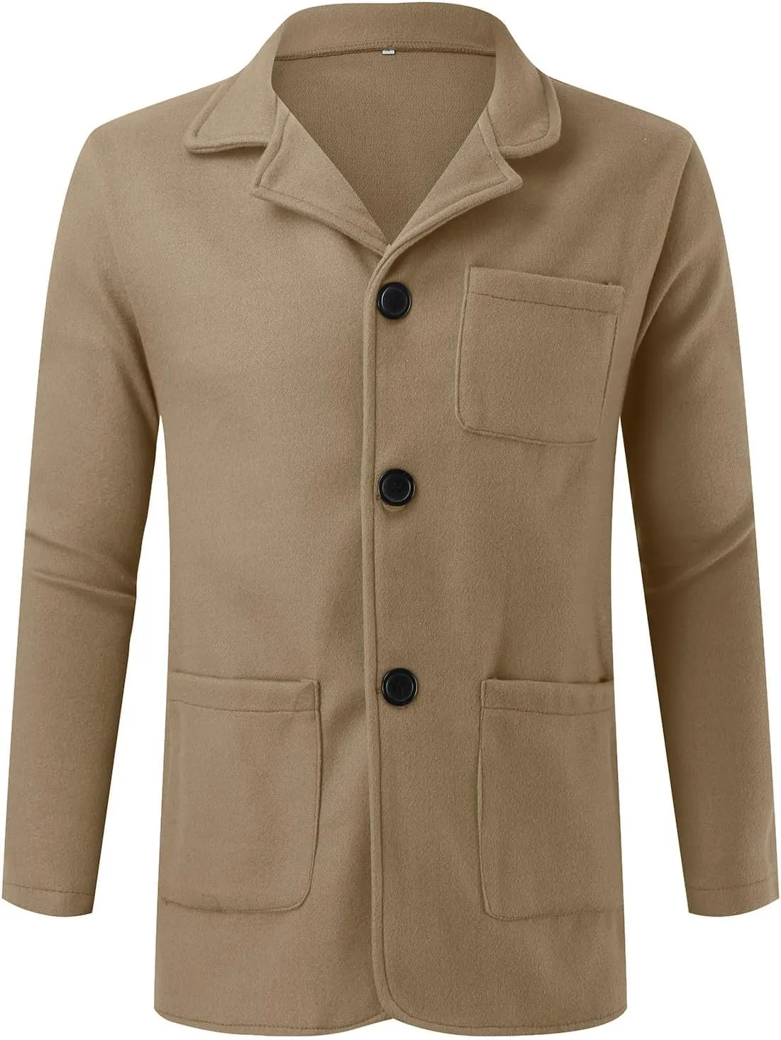 Shirt Jacket For Men Button Down Winter Casual Shirts Solid Long Sleeve Cardigan With Pockets