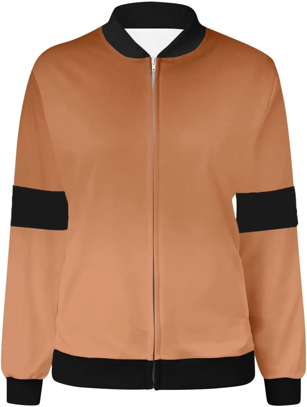 Sinzelimin Womens Baseball Jackets Fashion Contrast Casual Pocket Zipper Jacket Tops Fall Jogger Sport Coat Outwear & Jackets