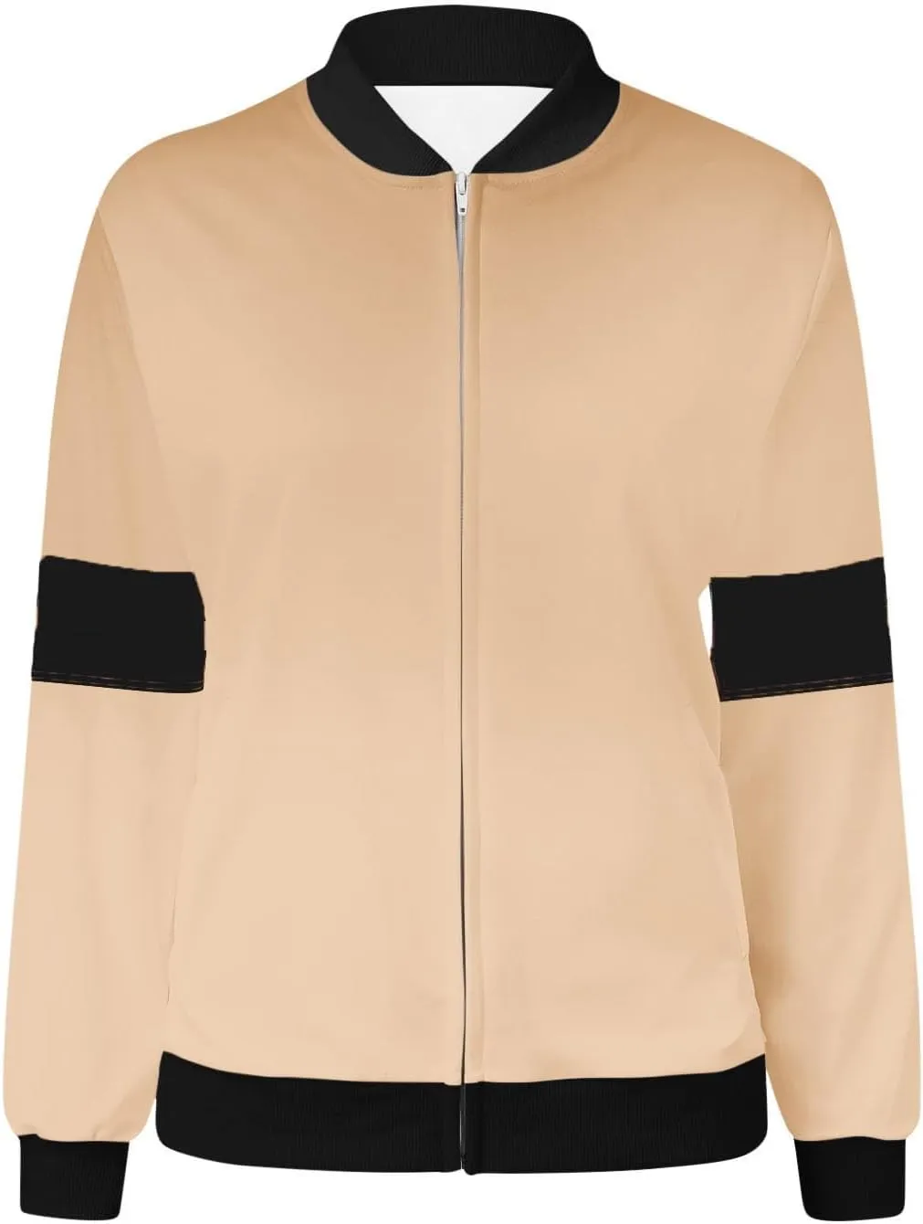 Sinzelimin Womens Baseball Jackets Fashion Contrast Casual Pocket Zipper Jacket Tops Fall Jogger Sport Coat Outwear & Jackets