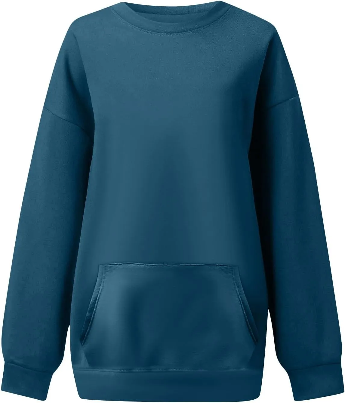 slqdgmryz Crewneck Sweatshirts Women Oversized Preppy Sweatshirt Plain Y2k No Hood Fleece Pullover Hoodie with Pockets