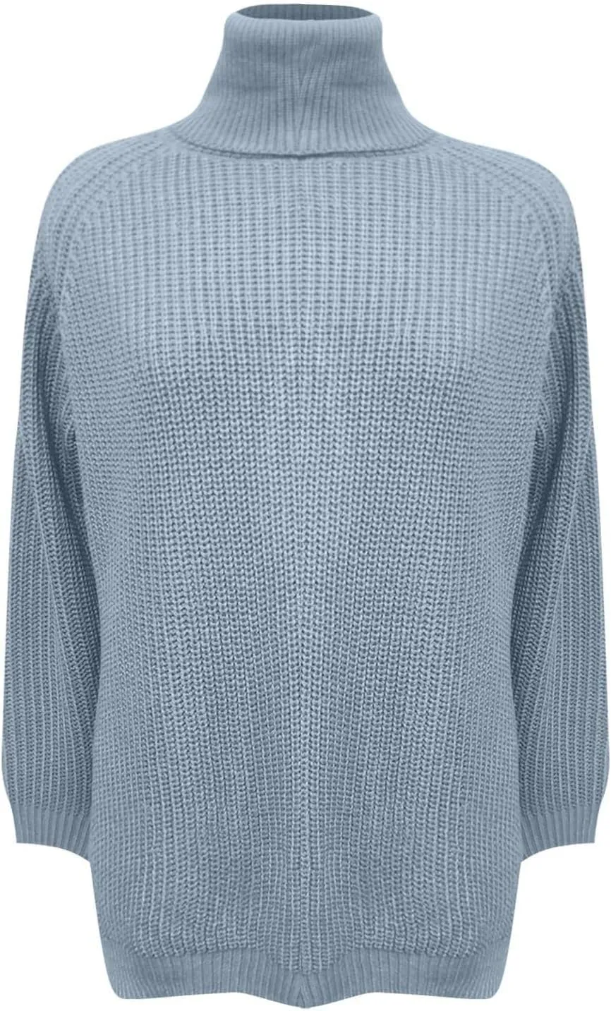 Sweater Dress for Women Turtleneck Oversized Lantern Sleeve Casual Loose Elasticity Chunky Cable Knit Pullover