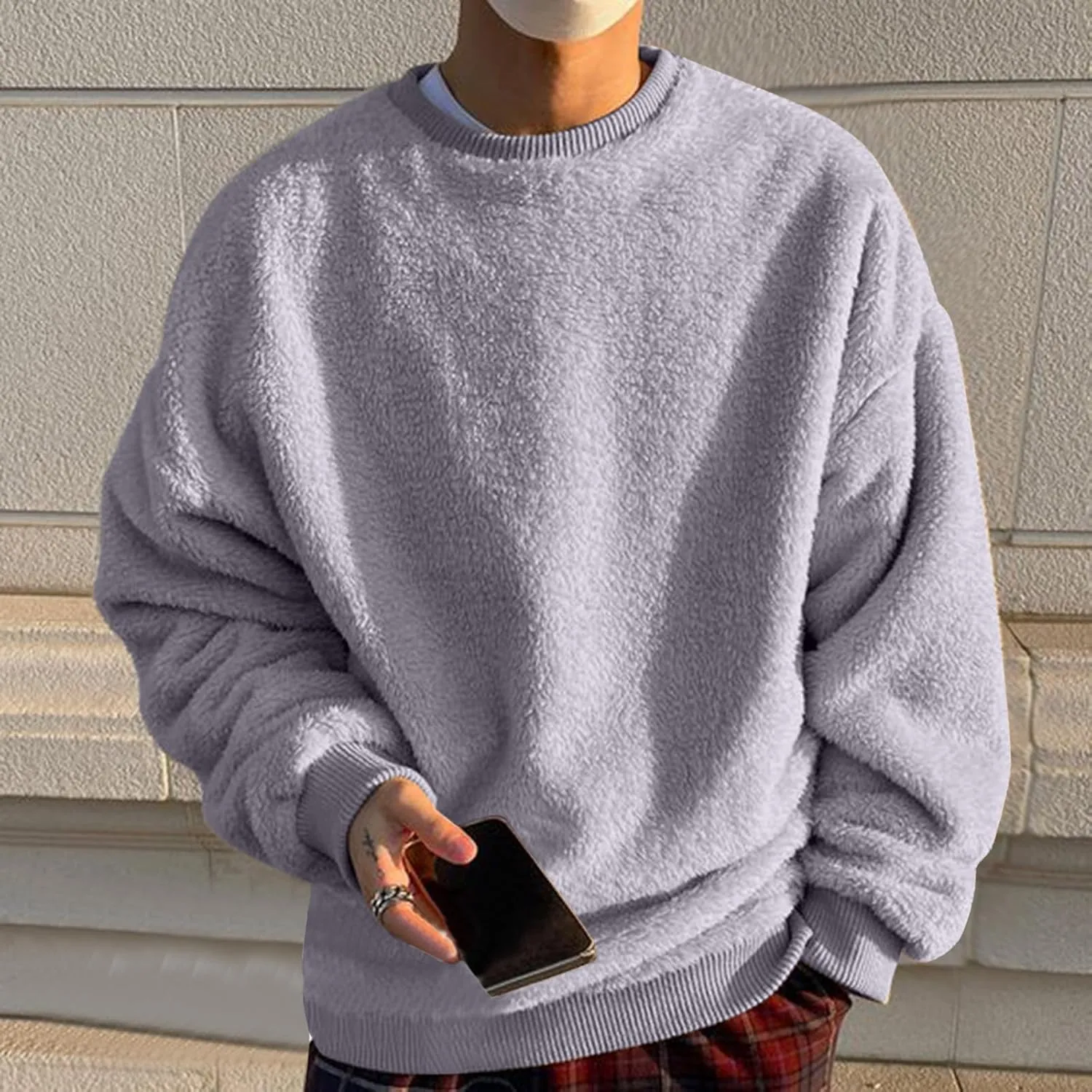 Sweaters for Men, Men's Crewneck Sweater Soft Casual Sweaters for Men Solid Color Classic Pullover Sweaters Sweatshirt