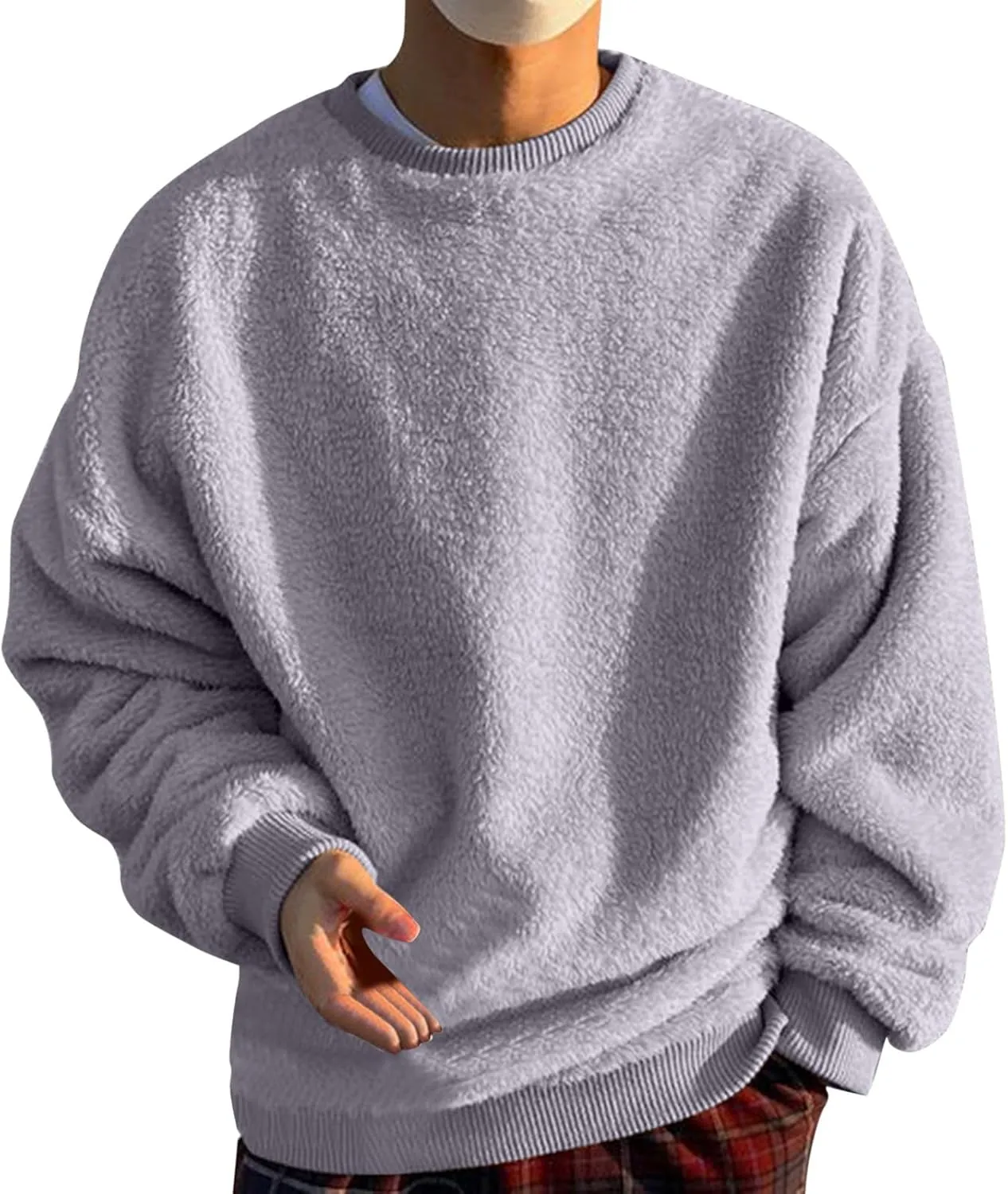Sweaters for Men, Men's Crewneck Sweater Soft Casual Sweaters for Men Solid Color Classic Pullover Sweaters Sweatshirt