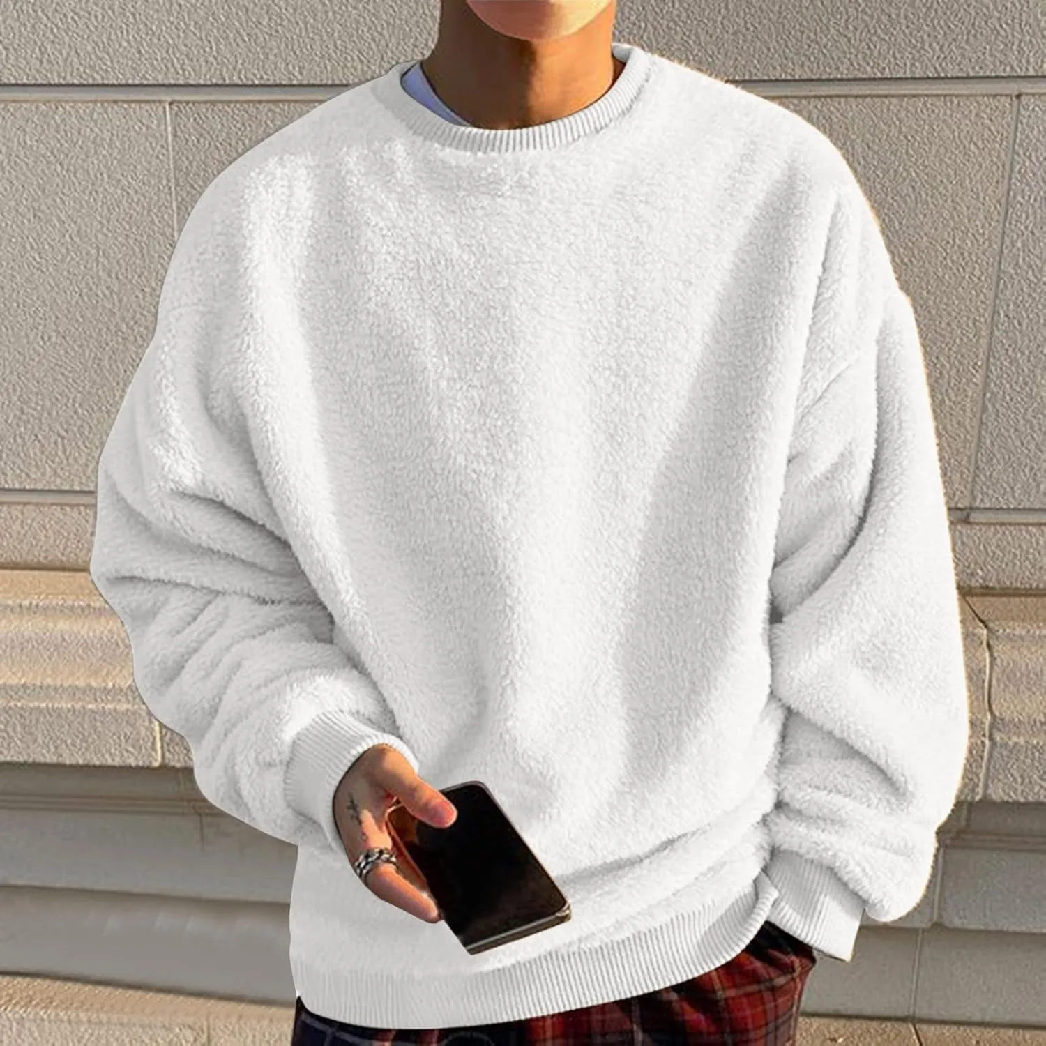 Sweaters for Men, Men's Crewneck Sweater Soft Casual Sweaters for Men Solid Color Classic Pullover Sweaters Sweatshirt