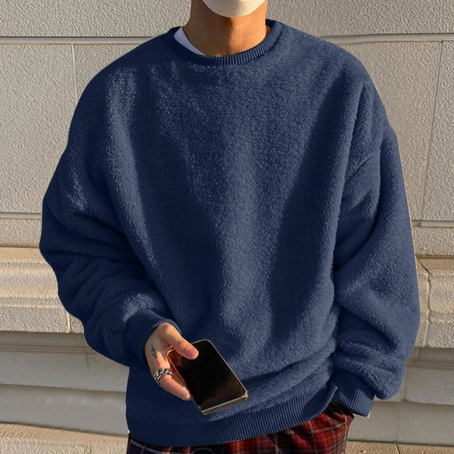 Sweaters for Men, Men's Crewneck Sweater Soft Casual Sweaters for Men Solid Color Classic Pullover Sweaters Sweatshirt