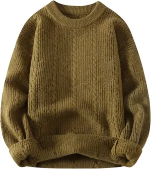 Sweaters for Men, Men's Crewneck Sweater Soft Casual Sweaters for Men Solid Color Classic Pullover Sweaters Sweatshirt